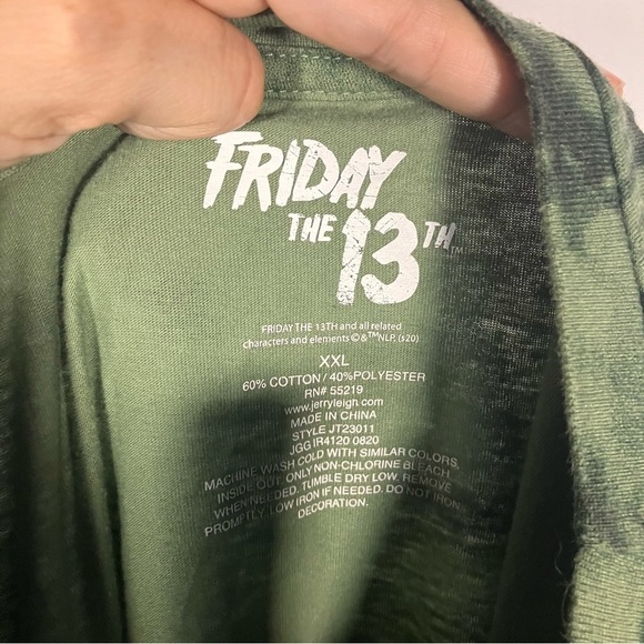 Friday the 13th Camo Green Graphic Tee, womens size XXL - Picture 3 of 4